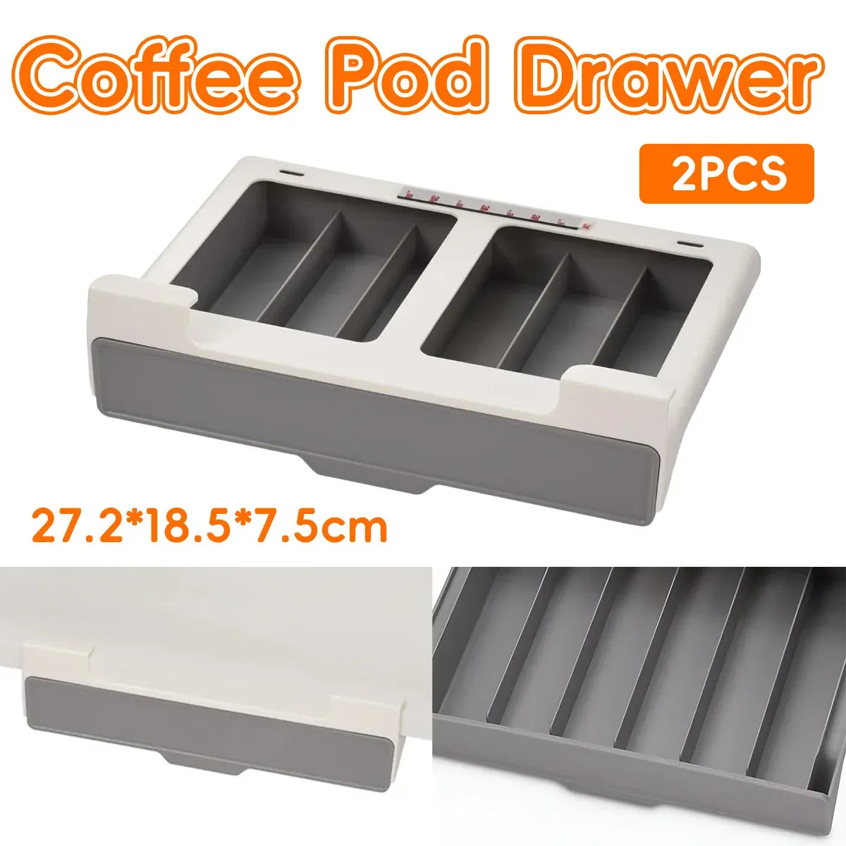 2PCS Coffee Pod Drawer Holder Organizer Large Capacity for K Cup Pods Storage